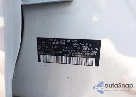 2021 Subaru Outback Limited Xt from USA, damaged, VIN 4S4BTGND0M3218203